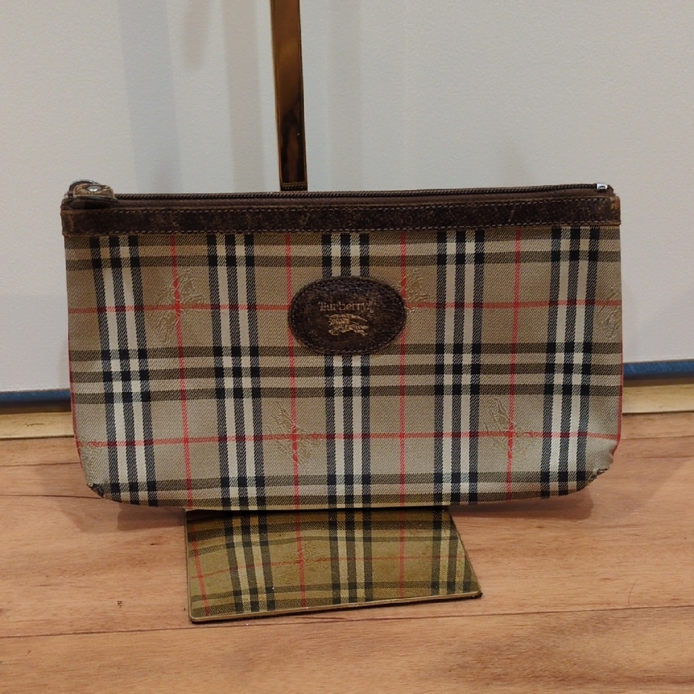 Burberry Burberrys Vintage Nova Check Pouch Cosmetics Bag Small Travel
